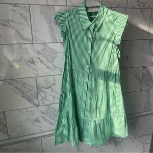 Tiered Checkered Green Dress
